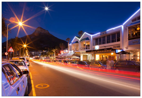 Camps Bay strip at night.